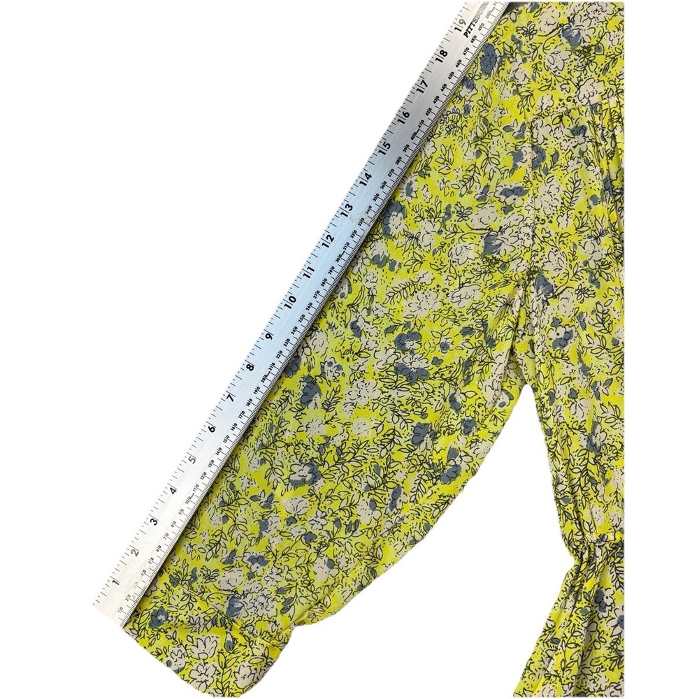 Anthro Maeve Galen Floral Dress Yellow Blue Boho Mini Sz S Pockets Sheer Coastal - Picture 14 of 16